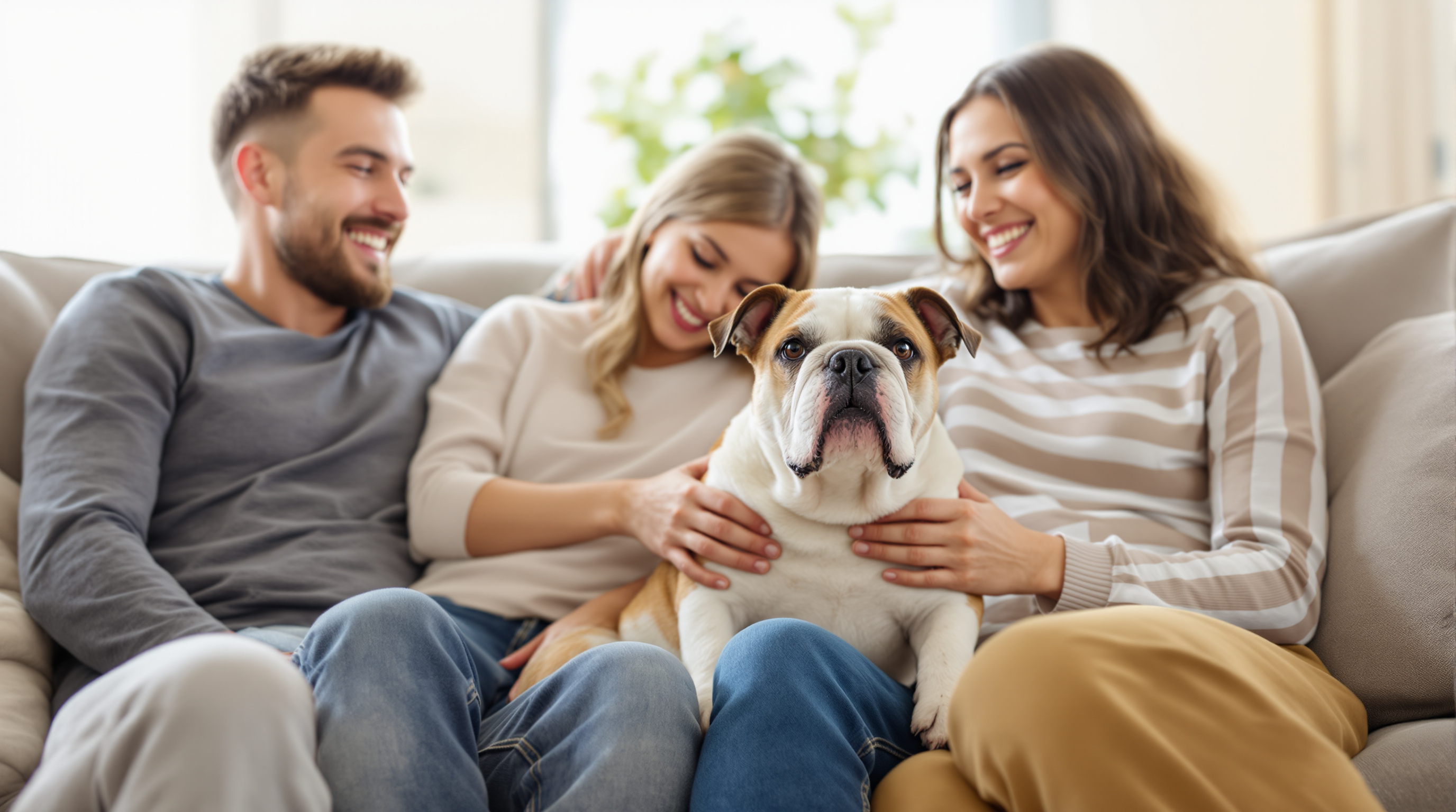 English Bulldog being examined at a veterinary clinic
